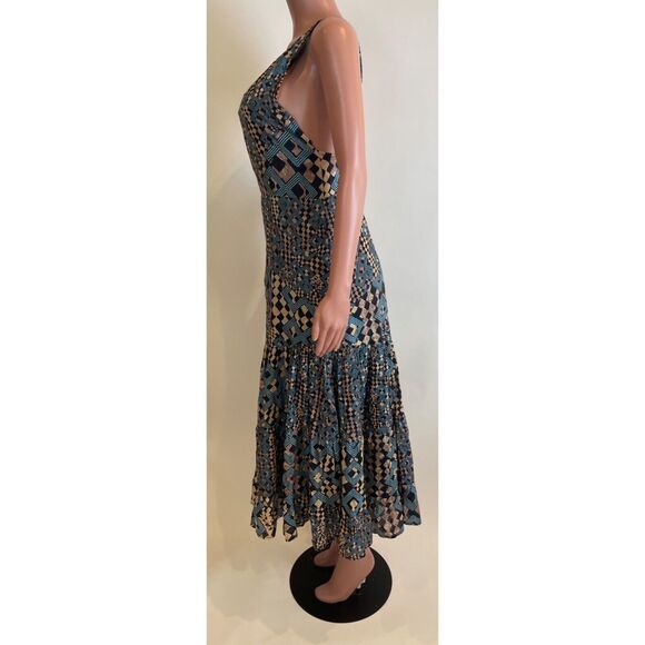 Anthropologie Let Me Be Flounced Maxi Dress Womens S Geometric Print Tiered - Picture 7 of 16